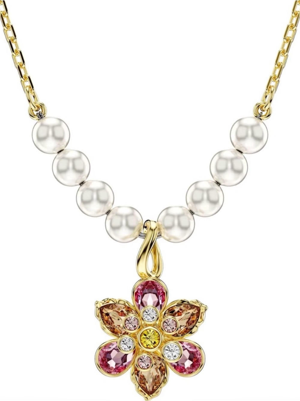 Authentic Swarovski IDYLLIA pearls and crystal necklace BNIB gold plated beauty